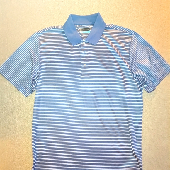 PGA TOUR GOLF BLUE STRIPED POLO MENS LARGE - Picture 1 of 6